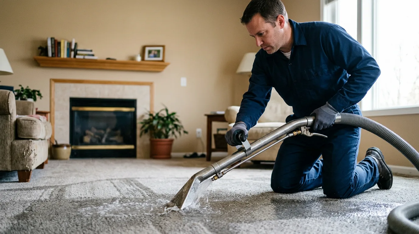 Water damage restoration technician working near Pillager, MN
